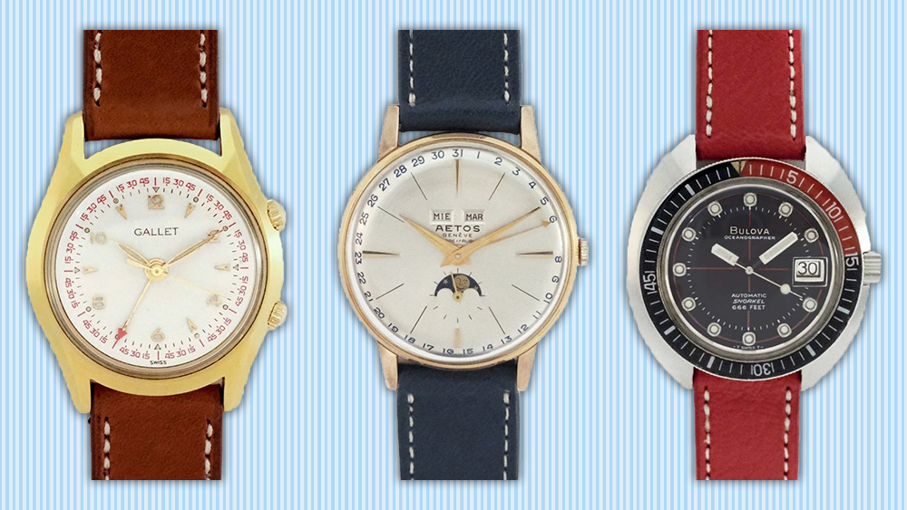 葡萄酒手表由Galet，Aetos和Bulova。